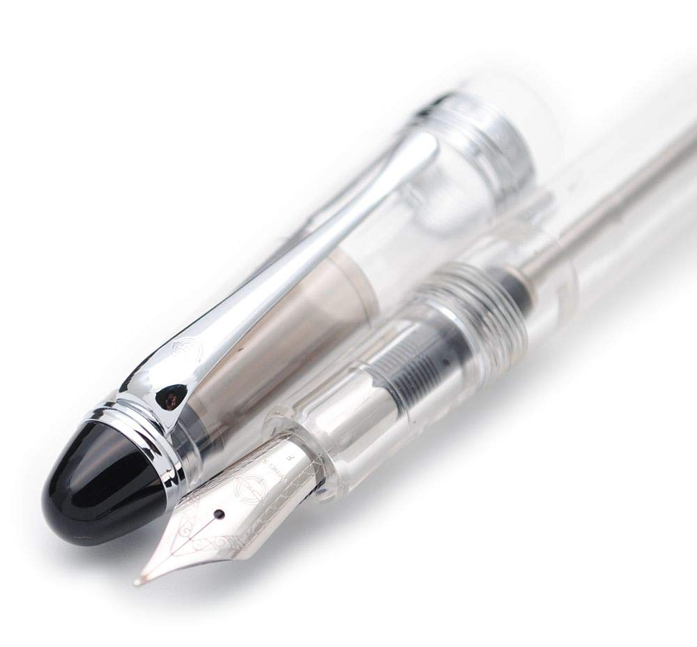 CZXYWST 699 Negative Pressure Vacuum Filling Fountain Pen - Transparent Barrel with Silver Clip, Fine 0.5mm Nib - Original Gift Box Included - Perfect for Calligraphy, Journaling & Office Writing