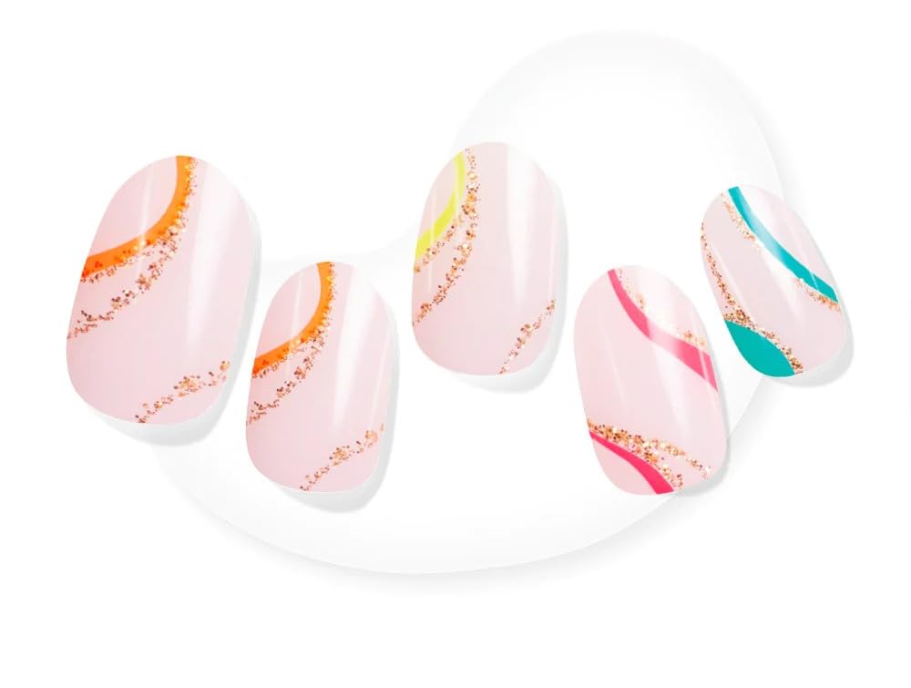 Dashing Diva Gel Nail Strips - Suns Out Swirl | 34 Salon Wraps | LED Lamp Ready for Long-Lasting Wear