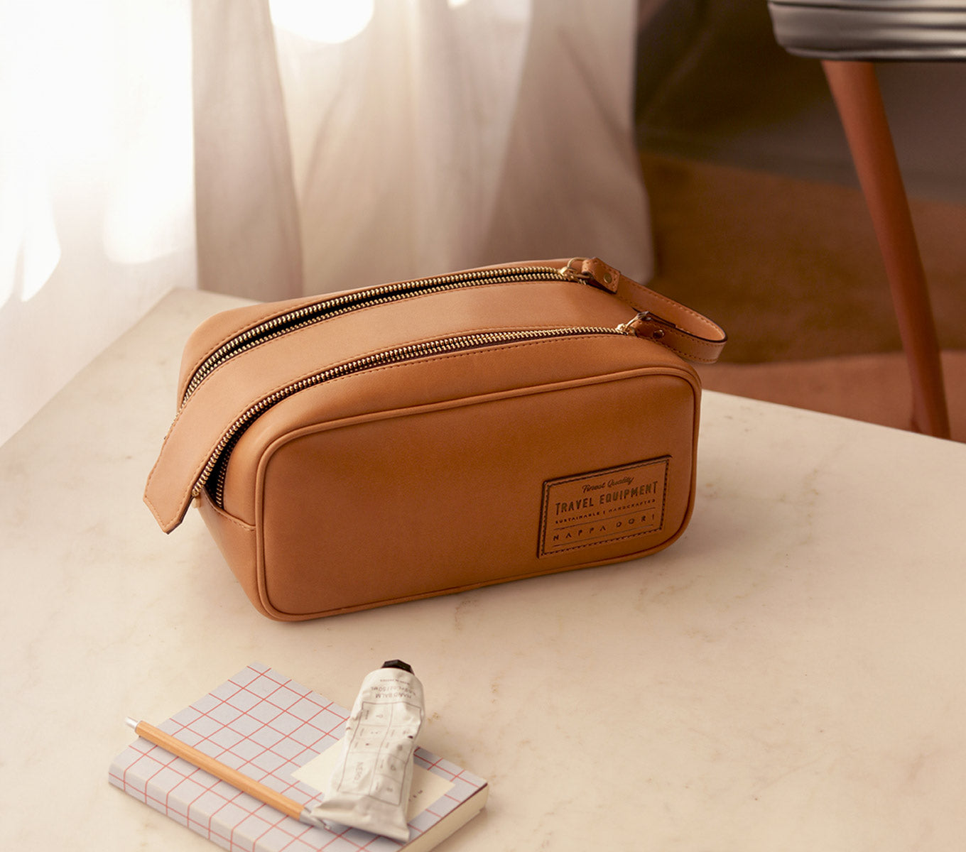 Premium MARLOW DOPP KIT Genuine Apple Leather Travel Toiletry Bag - Perfect for Men's Grooming Essentials, Gym, Camping & Business Trips
