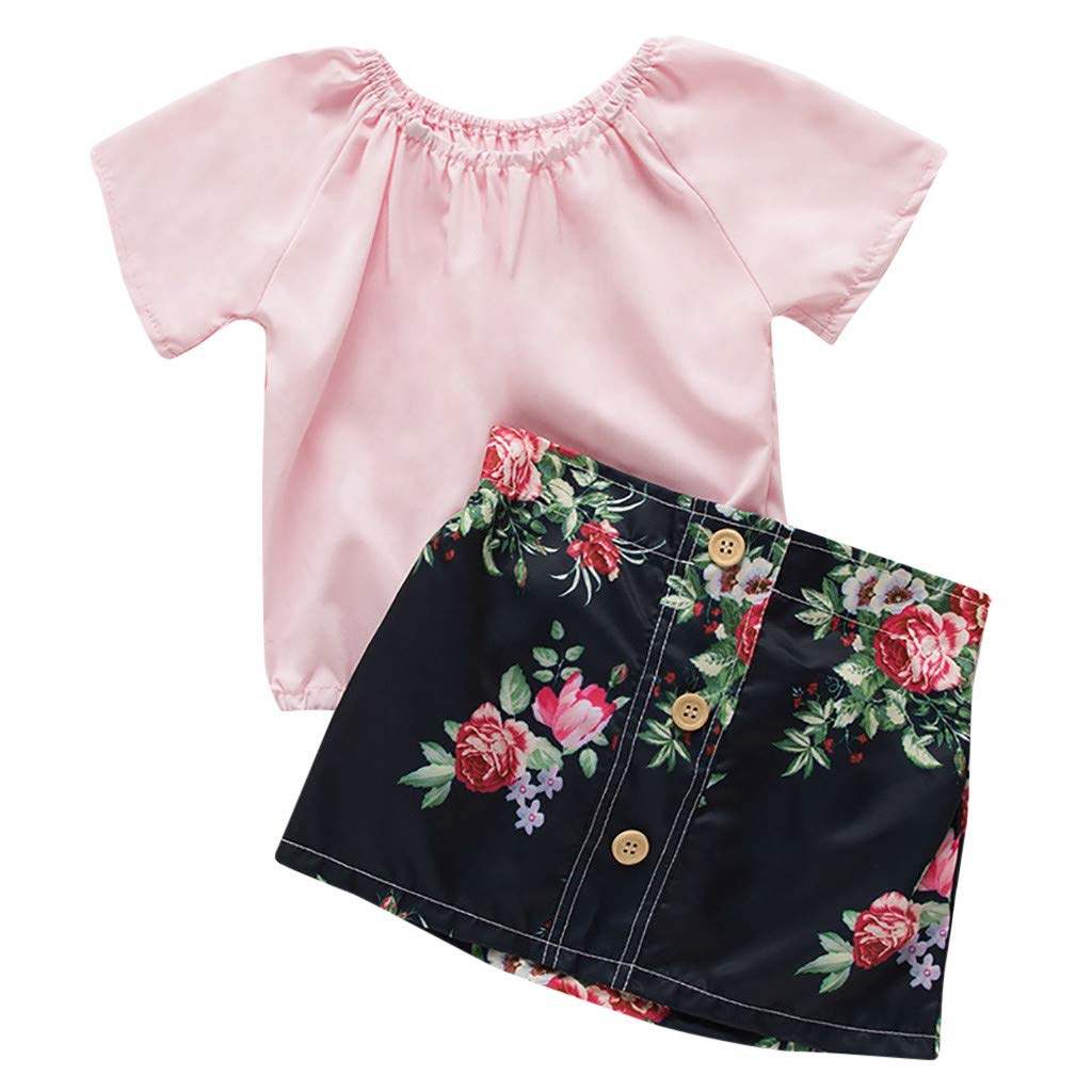 Baby Girls Summer Outfit Set - Casual Off Shoulder Top & Floral Skirt for Toddlers | Perfect for Playdates, Beach Trips & Family Photos