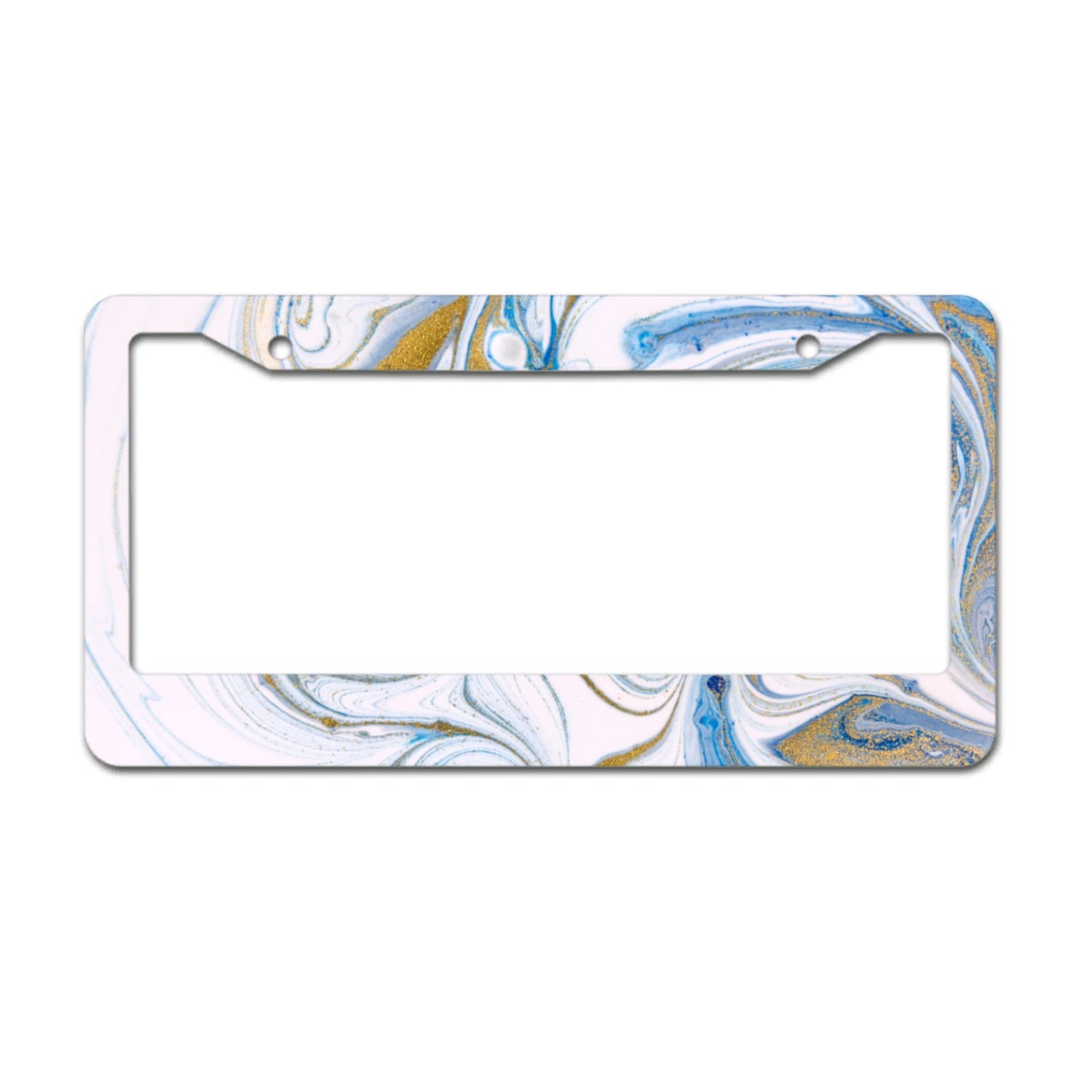 Chhome Light Blue Marble Abstract License Plate Cover - Personalized Aluminum Car Plate Frame with Screws (US Standard Size) - Perfect for Customizing Your Vehicle & Adding Unique Style to Cars, Trucks, SUVs