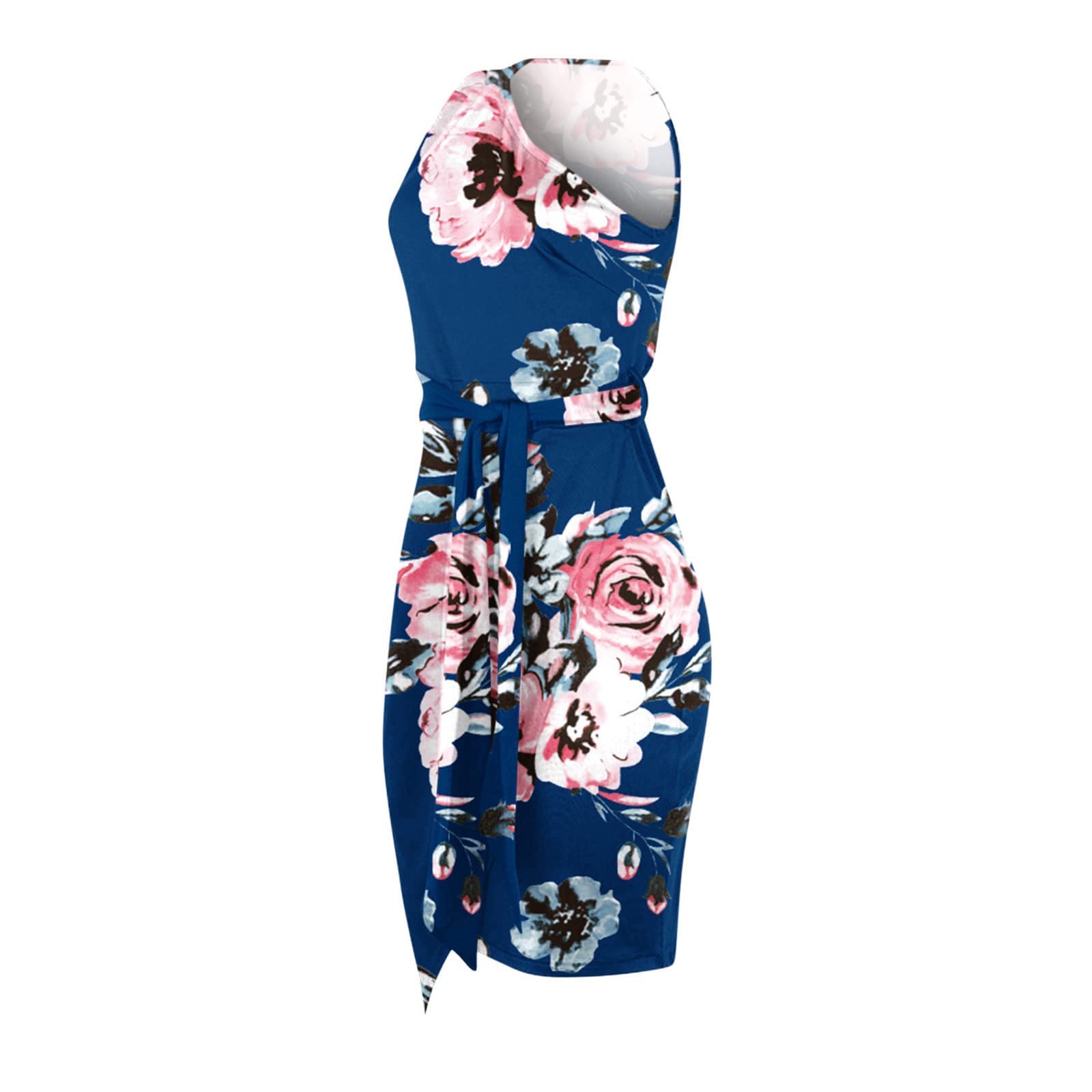 Strapless & One Shoulder Summer Dress for Women - Sleeveless Tie Front Casual Black Dress - Plus Size Sexy Party & Beach Wear
