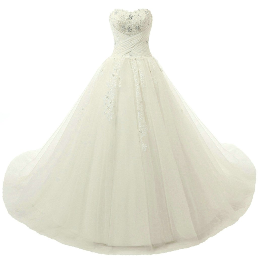 Elegant Strapless Chapel Train Ball Gown Wedding Dress for Women - Perfect for Bridal Ceremony, Formal Events & Special Occasions