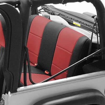 Coverking Custom Fit Neoprene Seat Covers for Jeep Wrangler JK 4-Door - Black/Red Waterproof Protection | Perfect for Off-Roading, Camping & Daily Driving