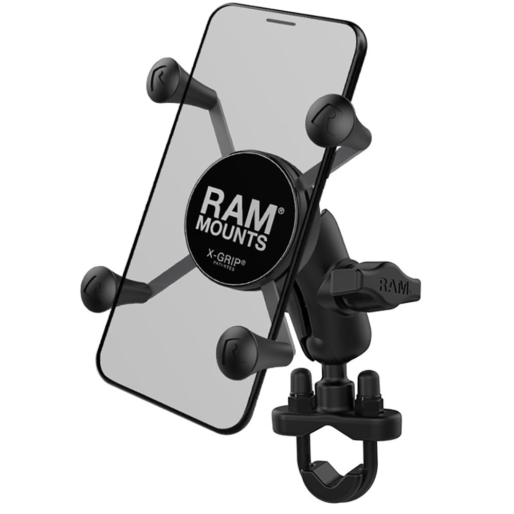 RAM MOUNTS X-Grip Small Phone Mount with Handlebar U-Bolt Base RAM-B-149Z-A-UN7U & Short Arm - Durable Motorcycle, ATV/UTV, Bike Phone Holder for Adventure, Commuting & Outdoor Activities