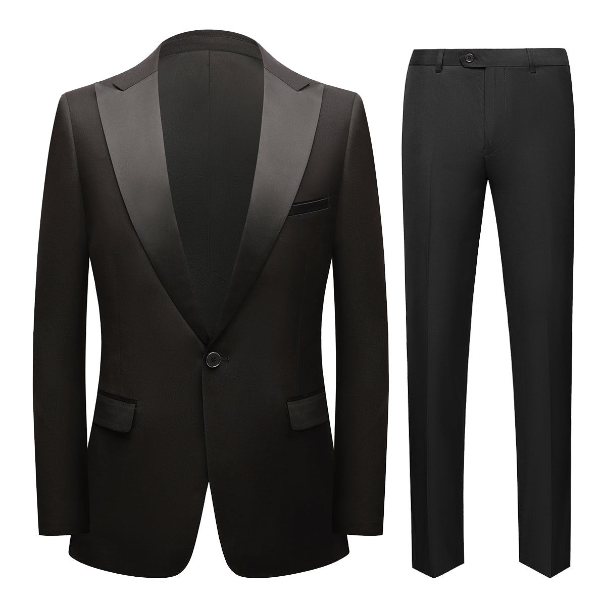 Men's Single Breasted 2 Piece Tuxedo Suit Black | Formal Wedding & Evening Wear | Slim Fit Business Suit for Groom, Prom & Special Occasions