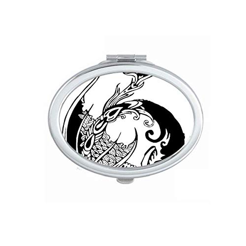 DIYthinker Chinese Traditional Dragon Painting Portable Folding Mirror - Double-Sided Handheld Makeup Mirror for Travel, Home Vanity & Gifts