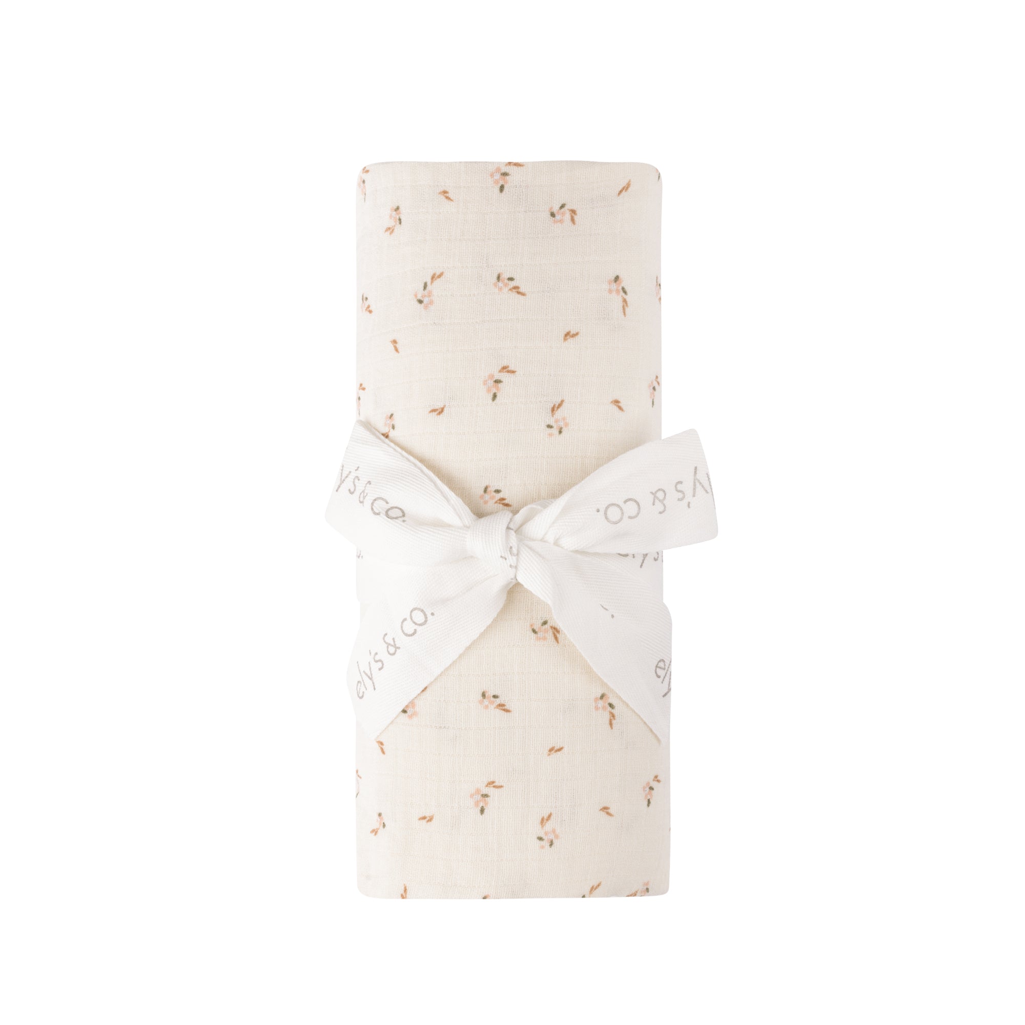 Ely's & Co Floral Printed Ivory Muslin Swaddle Blanket - Soft Baby Wrap for Newborns, Infants & Toddlers - Perfect for Swaddling, Nursing, Stroller & Car Seat Cover