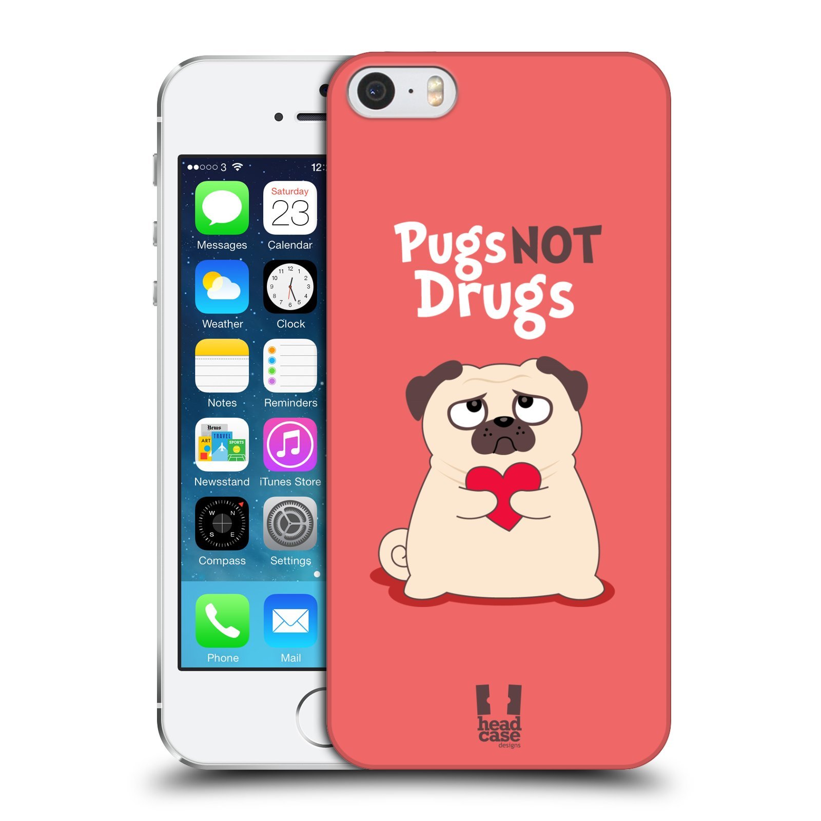 Head Case Designs Piper The Pug Not Drugs Hard Back Case Cover for Apple iPhone 5/5S - Cute Pug Dog Protective Phone Case for Everyday Use, Work & Travel