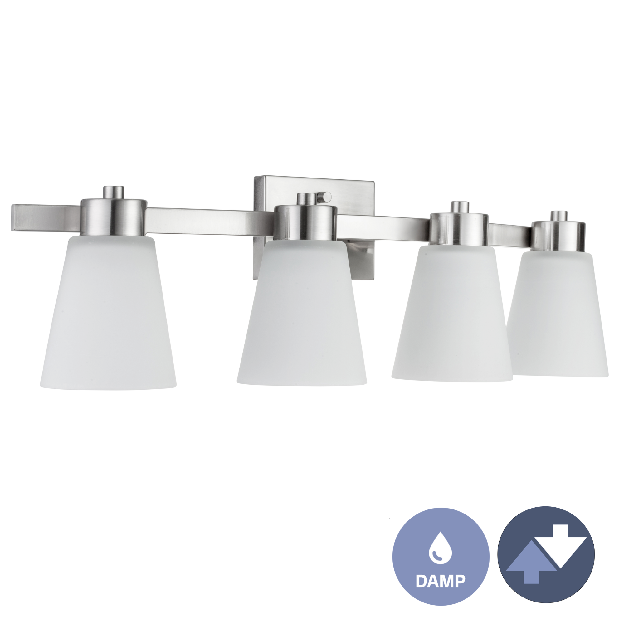 Fairendale 4-Light Vanity Light with Frosted Glass Shade in Brushed Nickel Finish - Perfect for Bathroom, Bedroom, and Dressing Room Lighting