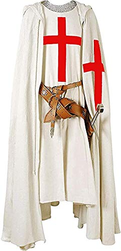 Medieval Knight Cloak & Tunic Set - Templar Crusader Costume with Hooded Cape for Cosplay, LARP, SCA & Renaissance Fairs | Perfect for Halloween, Theater & Historical Reenactments