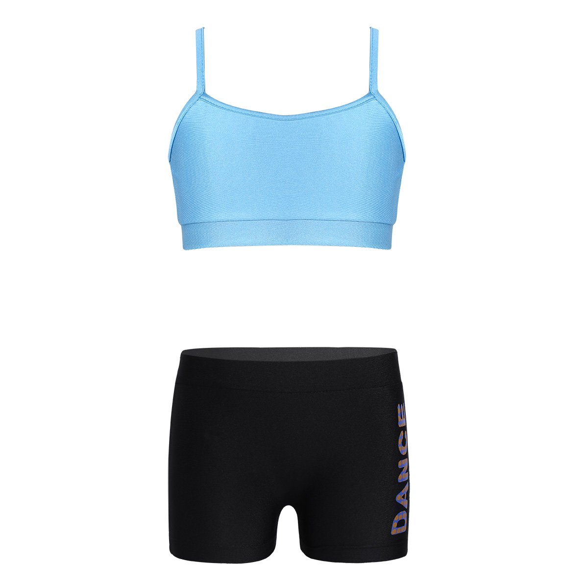 TiaoBug Girls' Two-Piece Swimsuit & Activewear Set - Crop Top & Shorts for Dance, Sports, Gym, Yoga, Workout | Perfect for Beach, Pool, and Summer Activities