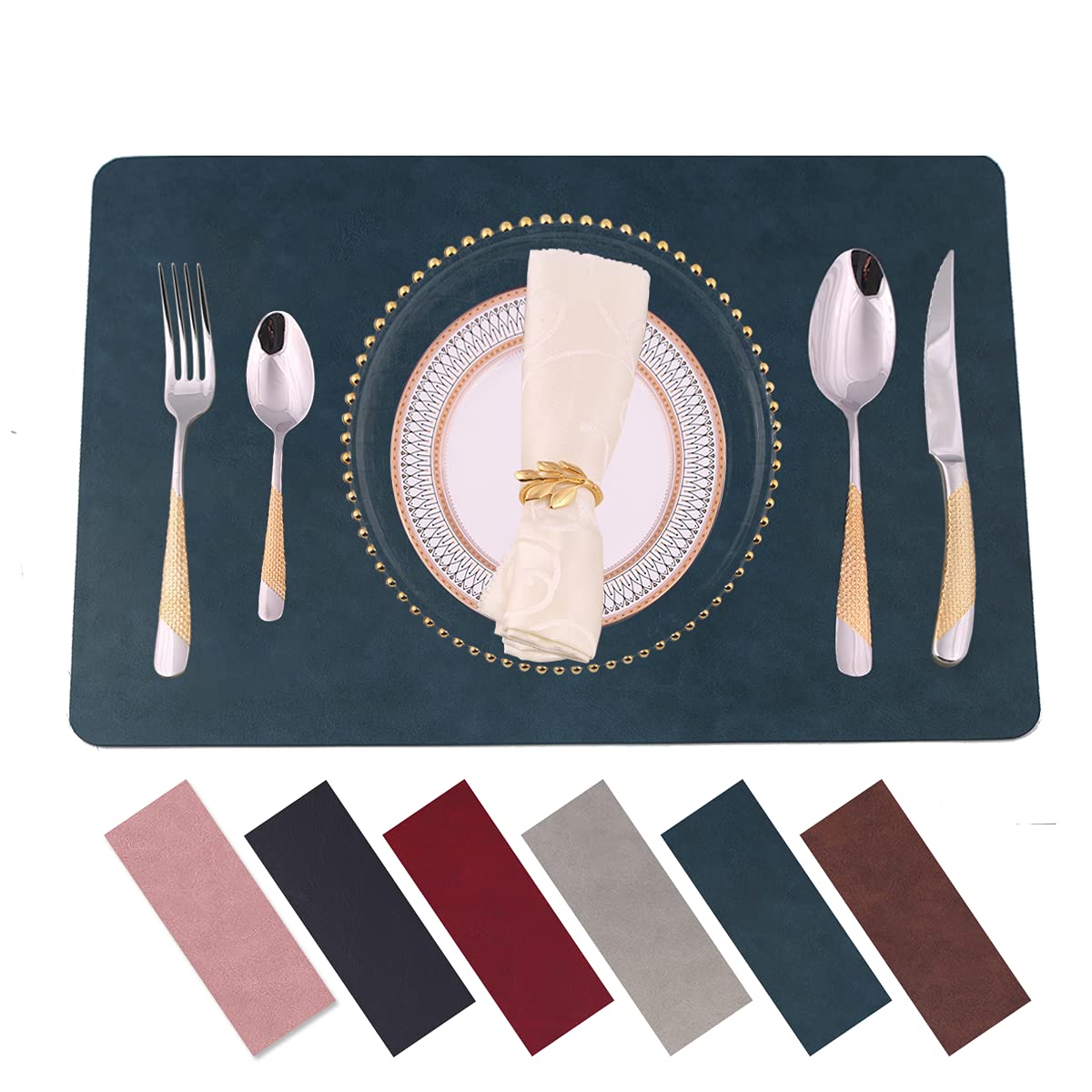 Premium Heat-Resistant Faux Leather Placemats Set of 4 - 11.8