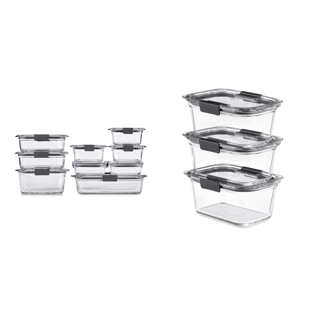 Rubbermaid Brilliance 9-Piece Glass Food Storage Containers Set with Lids (18 Pieces Total) - Airtight, BPA-Free, Microwave & Dishwasher Safe - Perfect for Meal Prep, Leftovers & Pantry Organization
