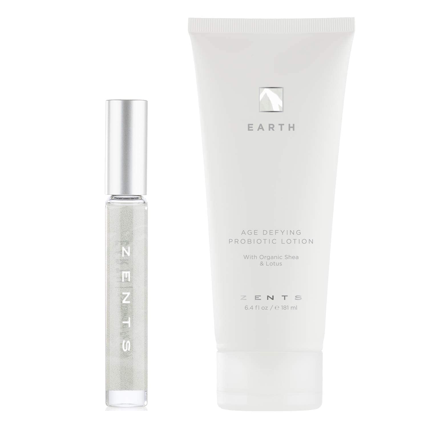 Zents Attar Fragrance & Lotion Gift Set (Earth Scent) | Natural Roll-On Perfume Oil & Hyaluronic Probiotic Body Lotion with Shea Butter & Vitamin E | Travel Size 0.33 oz Perfume & 6.4 fl oz Lotion | Perfect for Daily Moisturizing, Aromatherapy & On-The-Go Use