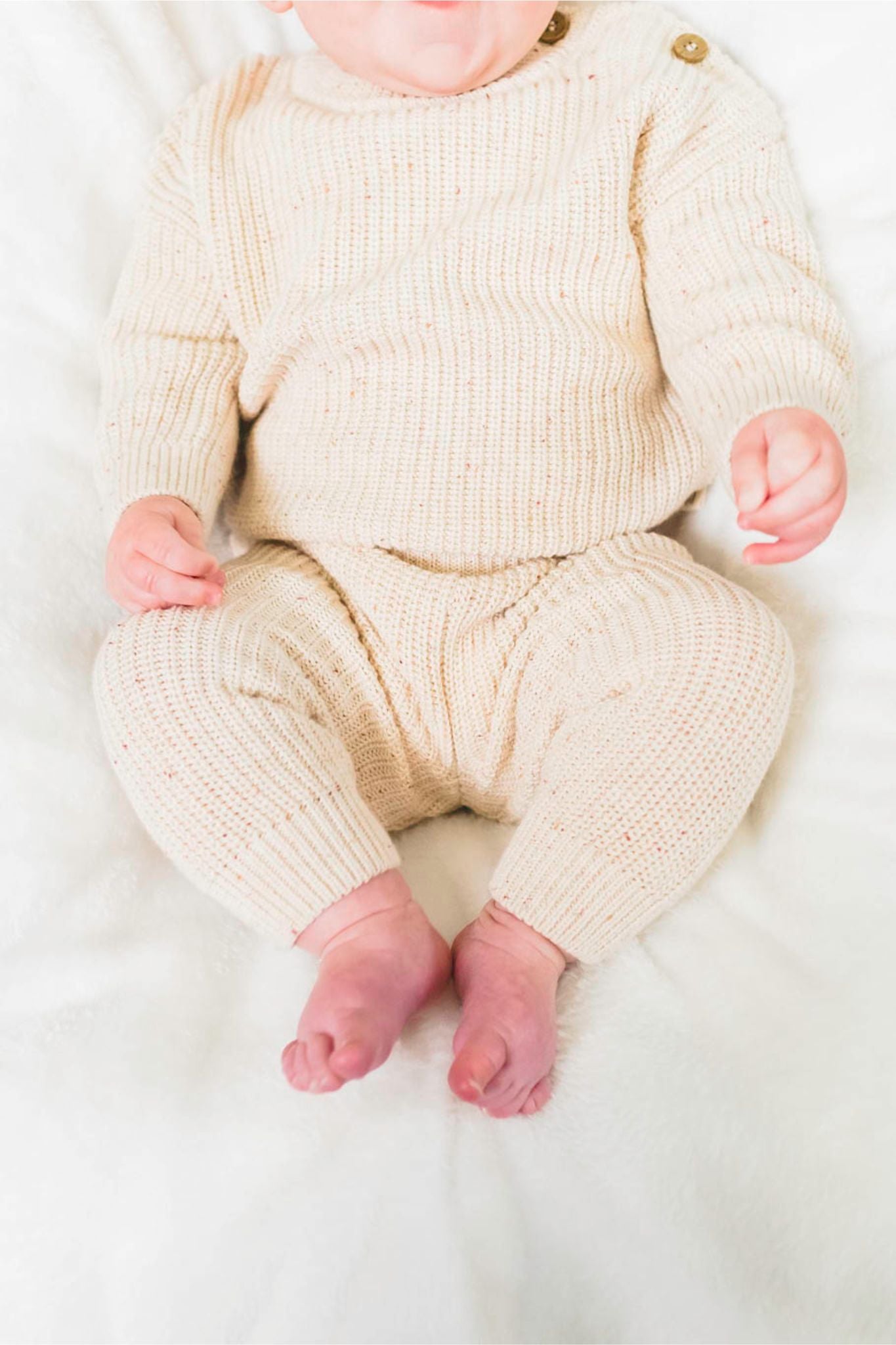 Soft Ecru Melange Pants for Baby Girls | Comfortable Cotton Blend Toddler Pants | Perfect for Playtime, Daycare & Family Outings