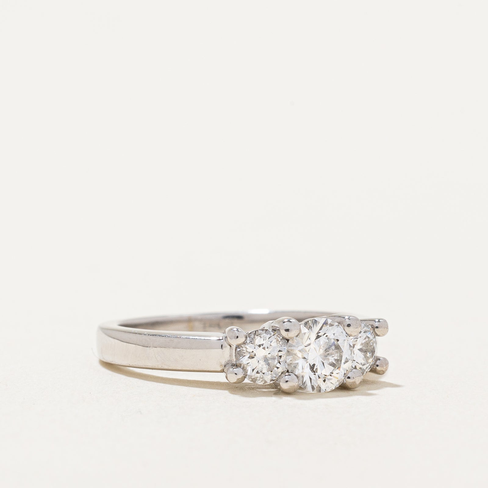 Birks Three Stone Diamond White Gold Ring | 0.43ct Total Weight | Size 5 | Elegant Engagement, Wedding, or Anniversary Jewelry Gift