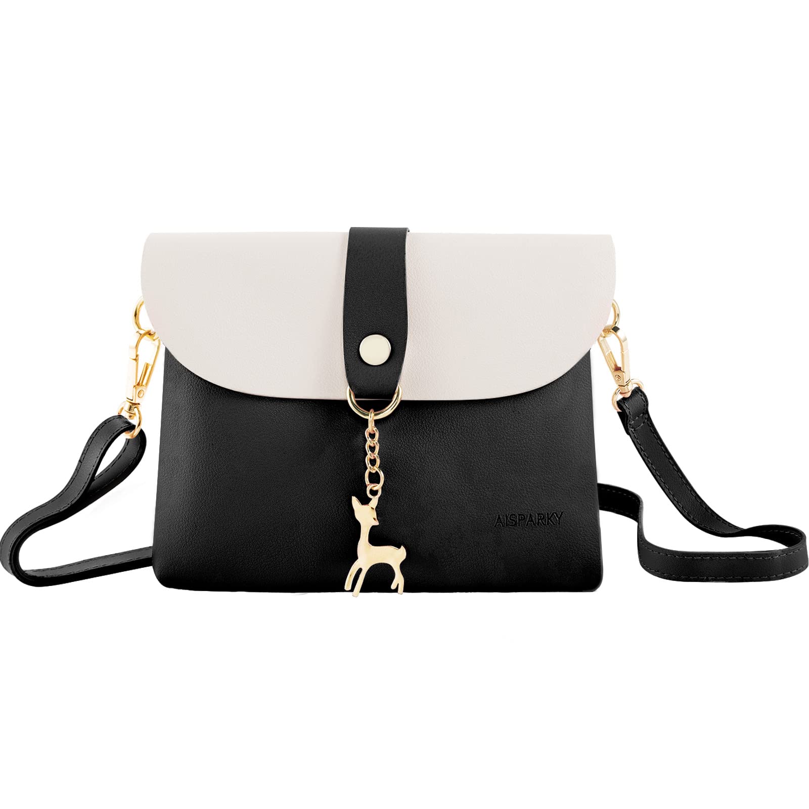 AISPARKY Small Crossbody Purse for Women - PU Leather Mini Shoulder Bag with Adjustable Strap & Gold Chain, Fashionable Pendant Detail | Perfect for Daily Use, Travel & Parties