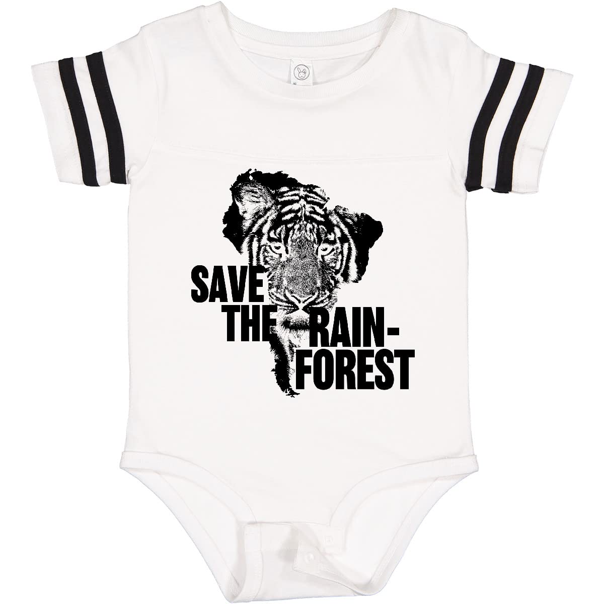 Inktastic Save The Rainforest Tiger with South America Silhouette Baby Bodysuit - Cute Eco-Friendly Outfit for Infants, Toddler Animal Lovers & Nature-Themed Baby Showers