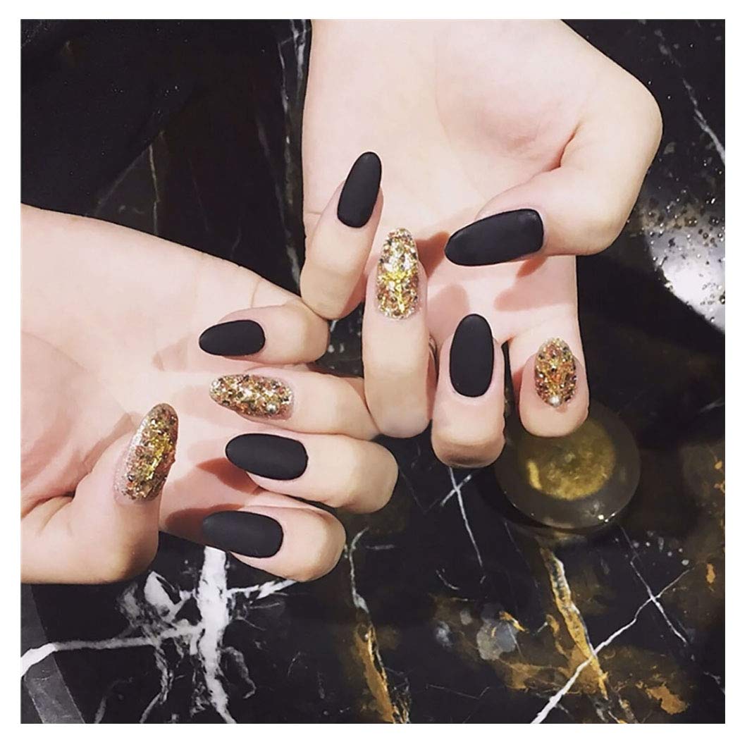 **Gothic Coffin Matte False Nails - Full Cover Ballerina Acrylic Fake Nails with Bling for Nail Salons & DIY at Home | Perfect for Halloween, Cosplay & Gothic Fashion**