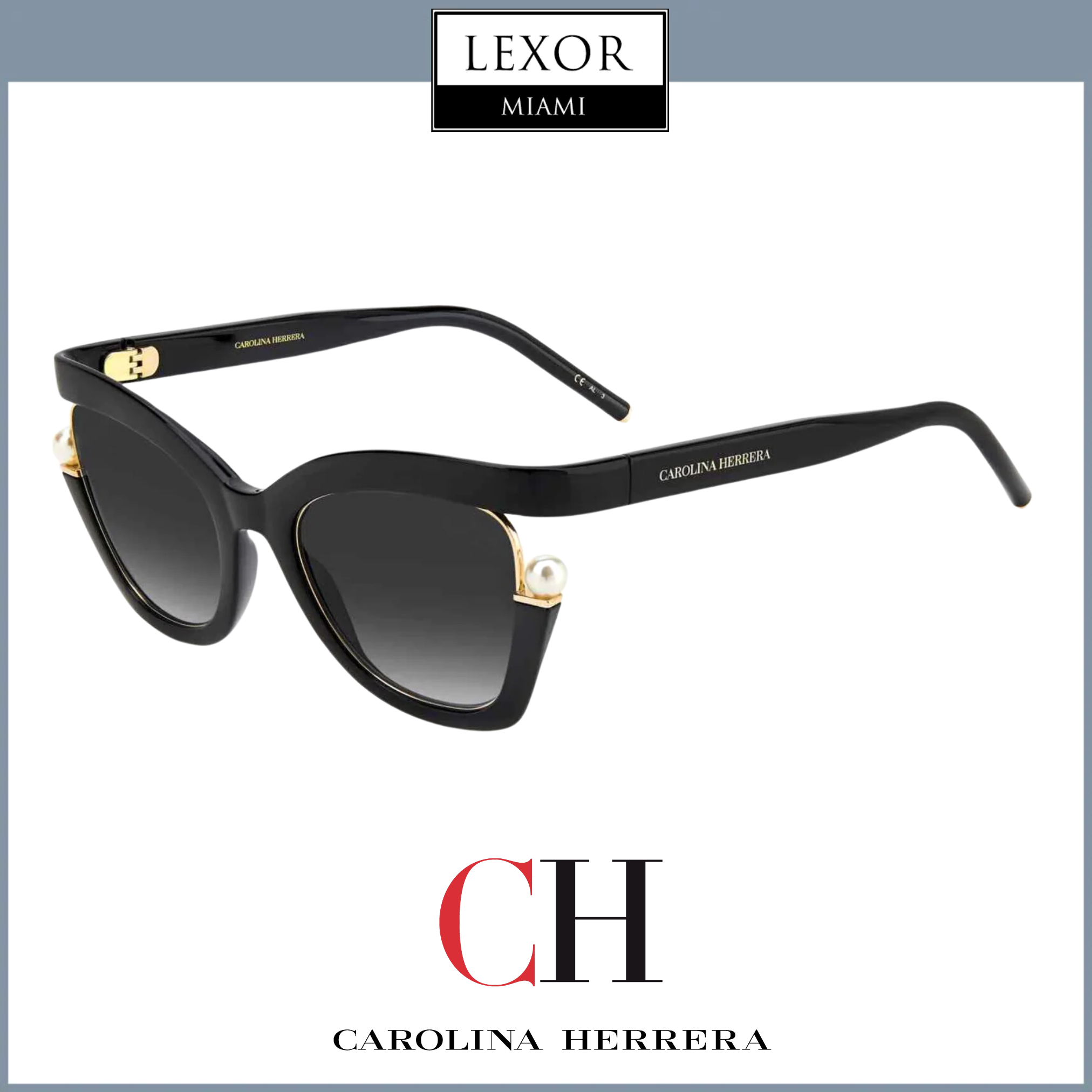 Carolina Herrera CH 0002/S 0807 90 Black Women's Sunglasses - Stylish UV Protection Shades for Outdoor Activities & Fashion Accessories