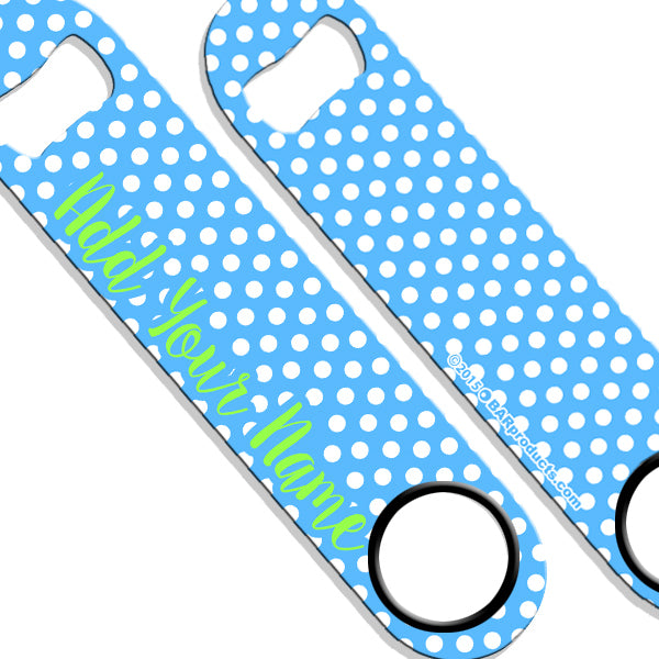Personalized Polka Dot Bottle Opener - Custom Name Speed Opener for Beer, Soda & Home Bar Accessories - Perfect for Parties, Gifts & Kitchen Use