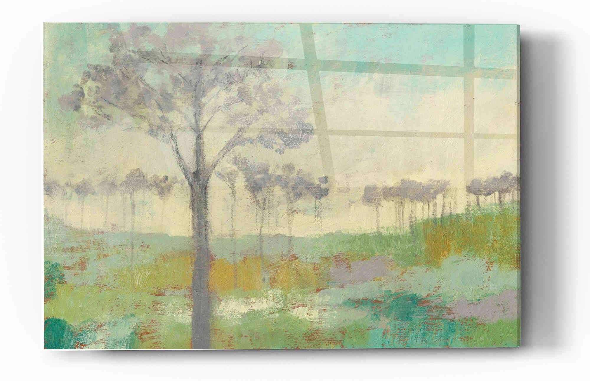 Jennifer Goldberger 'Tree Stand II' Acrylic Glass Wall Art - 16x24 Inches Modern Abstract Painting for Living Room, Bedroom & Office Decor