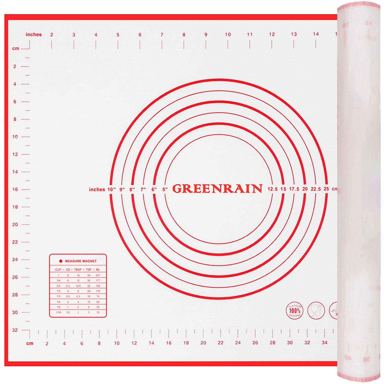 Non-Stick Silicone Baking Mat - Extra Thick Pastry Mat with Measurements (16