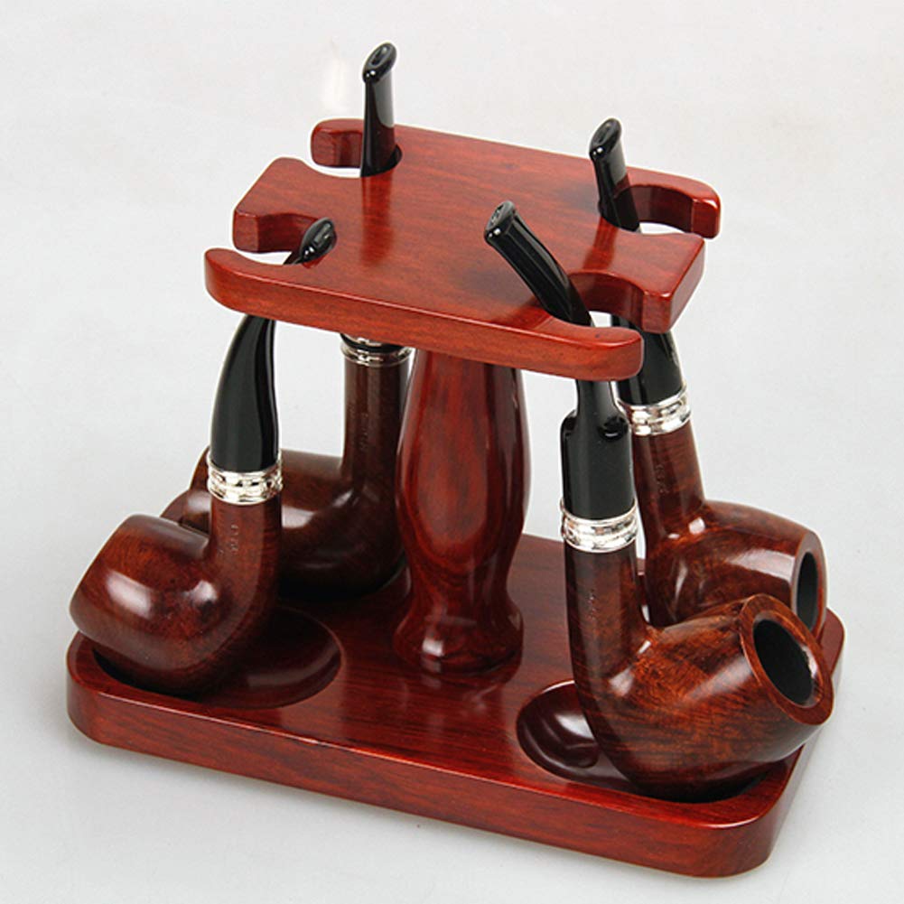 Premium Vertical Tobacco Pipe Rack - Non-Slip Wooden Pipe Stand with 4 Holder Slots for Desktop Display | Perfect for Pipe Collectors & Smoking Enthusiasts at Home or Office