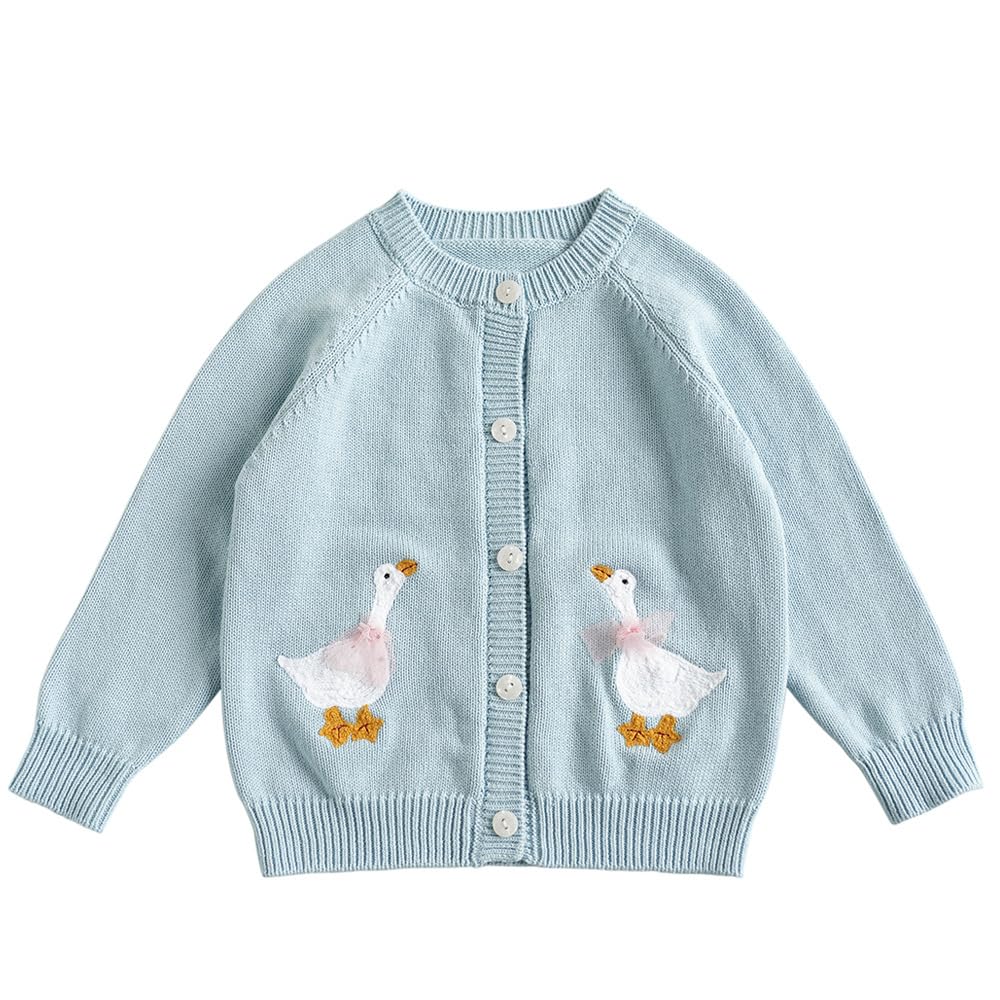 Baby Girls Knitted Cardigan Sweater - Soft Crewneck Crochet Button Up Cardigan for Toddlers | Perfect for Fall & Winter Outfits, Playdates, and Family Photos
