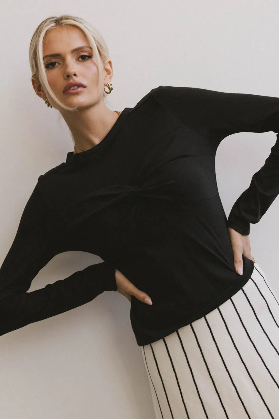 Ariana Twist Front Black Top for Women | Elegant & Stylish Blouse for Casual & Party Wear | Final Sale