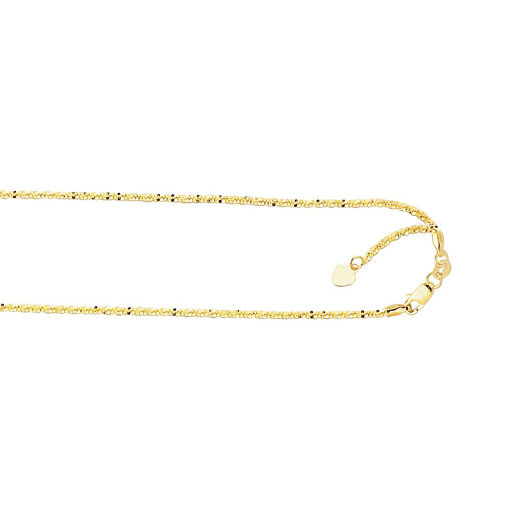 10K Gold Adjustable Sparkle Chain Necklace 1.2mm - Dainty Layering Jewelry for Women, Perfect for Everyday Wear & Special Occasions
