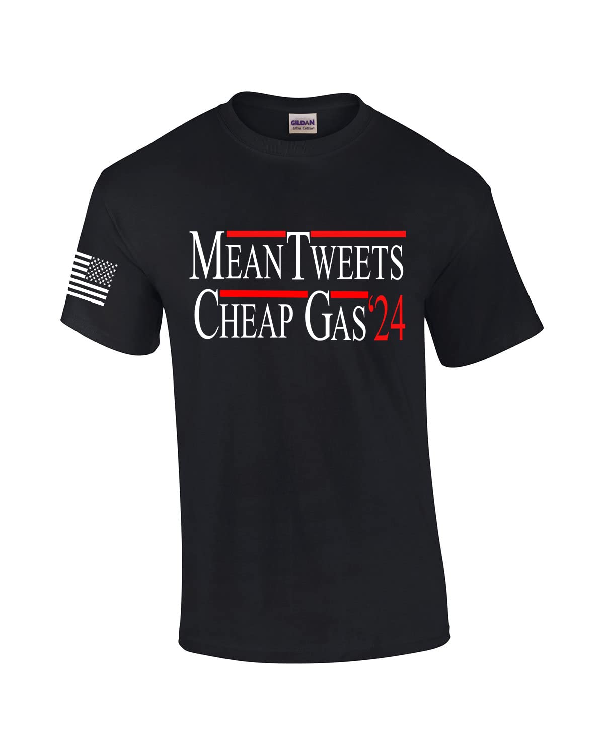 2024 Political Campaign Men's Short Sleeve Graphic T-Shirt - Funny Mean Tweets & Cheap Gas Design - Perfect for Elections, Protests & Conservative Events