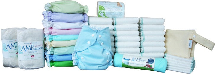 AMP Bamboo One Size Duo Complete Package - Eco-Friendly Bamboo Baby Diaper Set for Newborns & Toddlers | Perfect for Daycare, Travel & Home Use