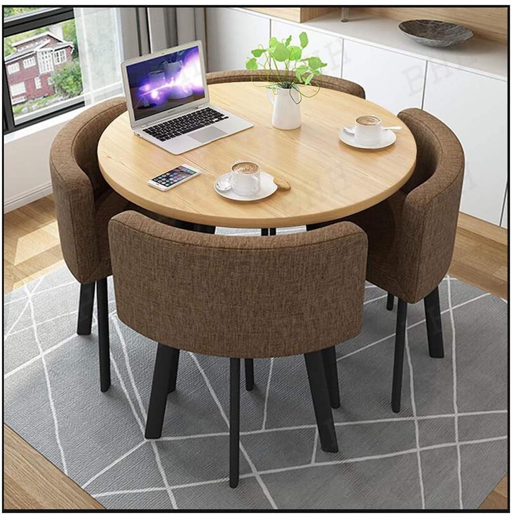 ZHANGPP 32 Inch Round Reception Table & Chair Set - Business Dining Room Furniture, 80cm Small Round Picnic Table with Tablecloth - Perfect for Office Meetings, Home Dining & Outdoor Gatherings