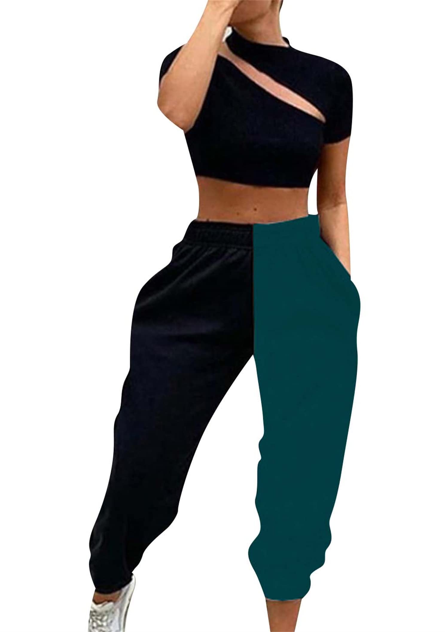 MAYRAIN Women's Casual Short Sleeve Slim Fit T-Shirt & Long Pants Tracksuit Set - Comfortable Lounge Wear for Yoga, Running & Everyday Outfits