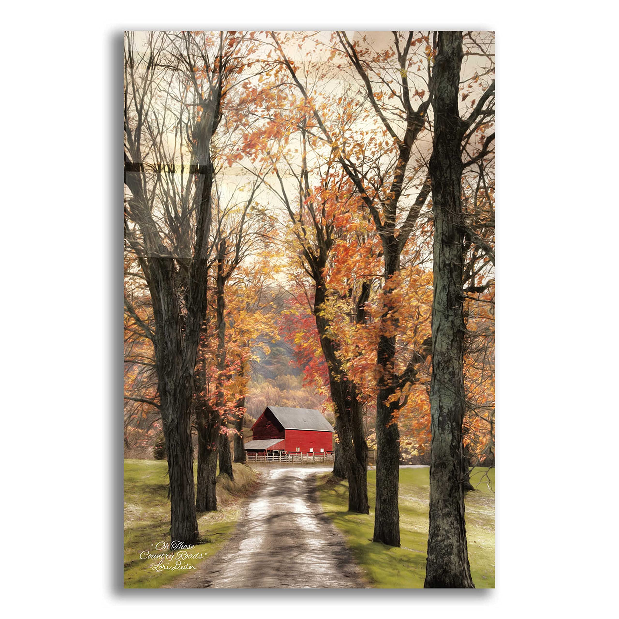 Epic Art 'On Those Country Roads' by Lori Deiter - 16x24 Inch Acrylic Glass Wall Painting - Perfect for Living Room, Bedroom & Office Decor