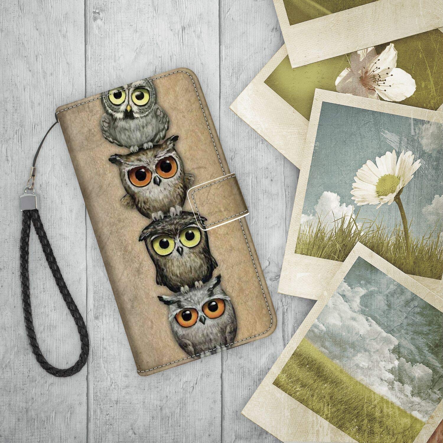 Funny Owls PU Leather iPhone XR Wallet Case with Card Slots | Full Body Protective Phone Cover | Perfect for Daily Use, Travel & Hands-Free Convenience