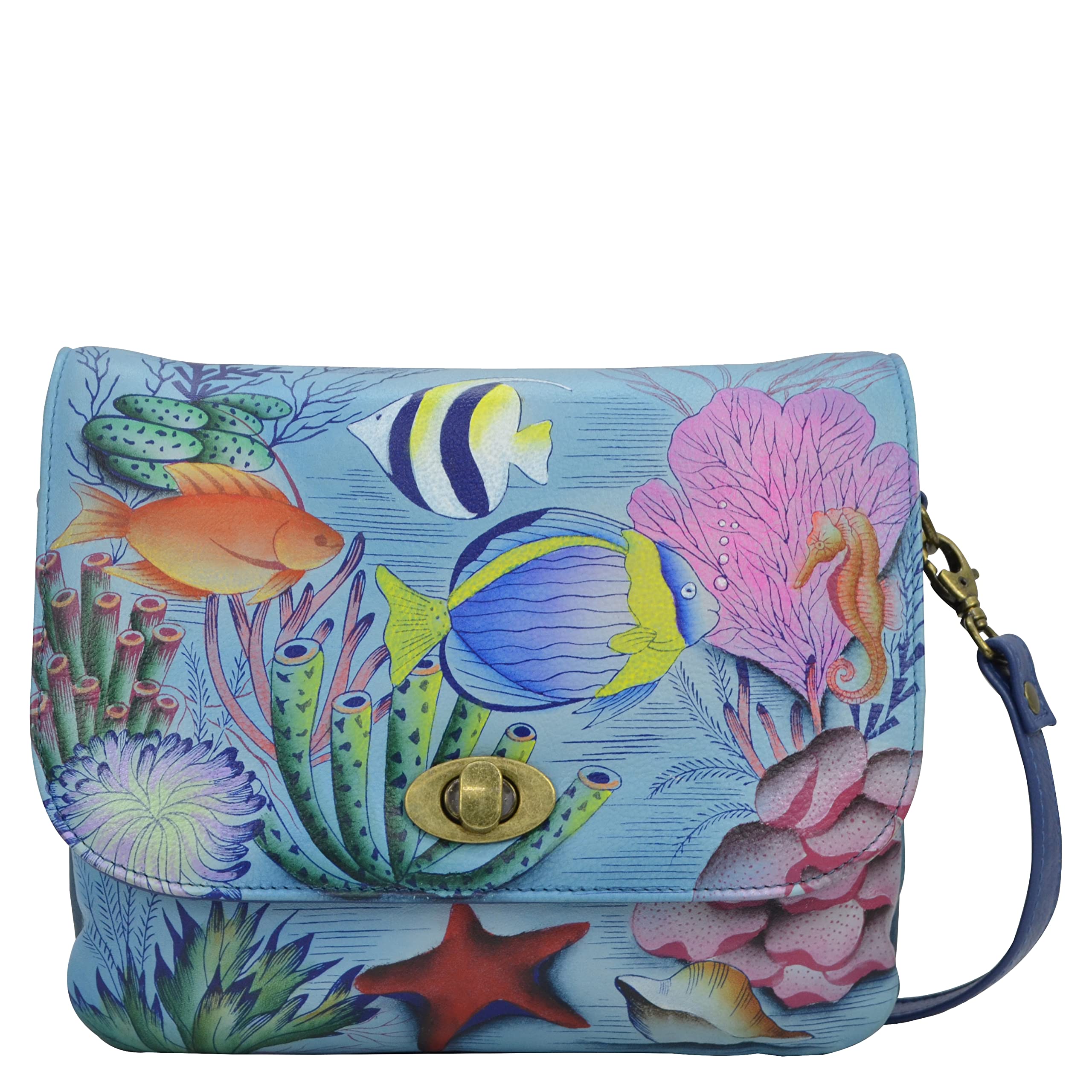 Anna by Anuschka Hand-Painted Leather Crossbody Bag - Unique Artistic Design for Women | Perfect for Travel, Shopping & Everyday Use