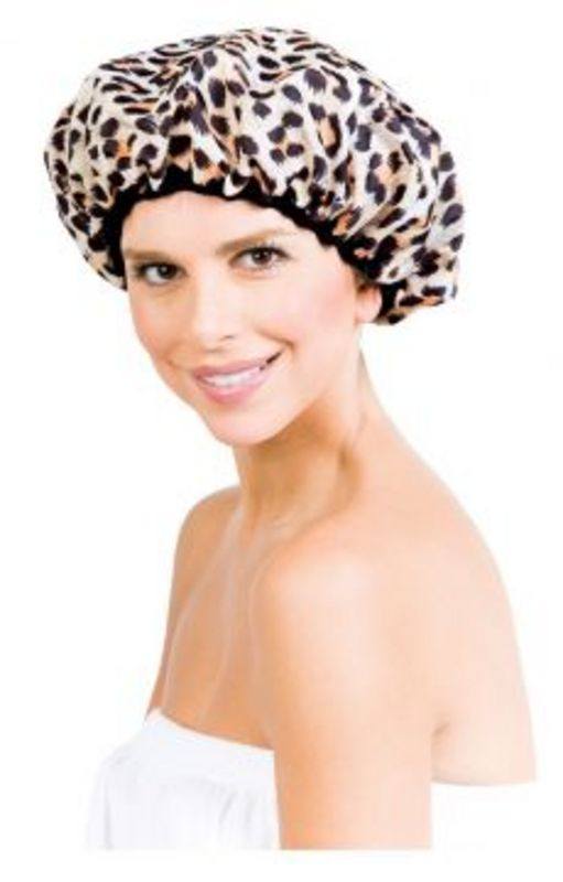 BETTY DAIN Socialite Safari Spots Shower Cap - Waterproof & Stylish Hair Protection for Bathing, Spa, and Travel