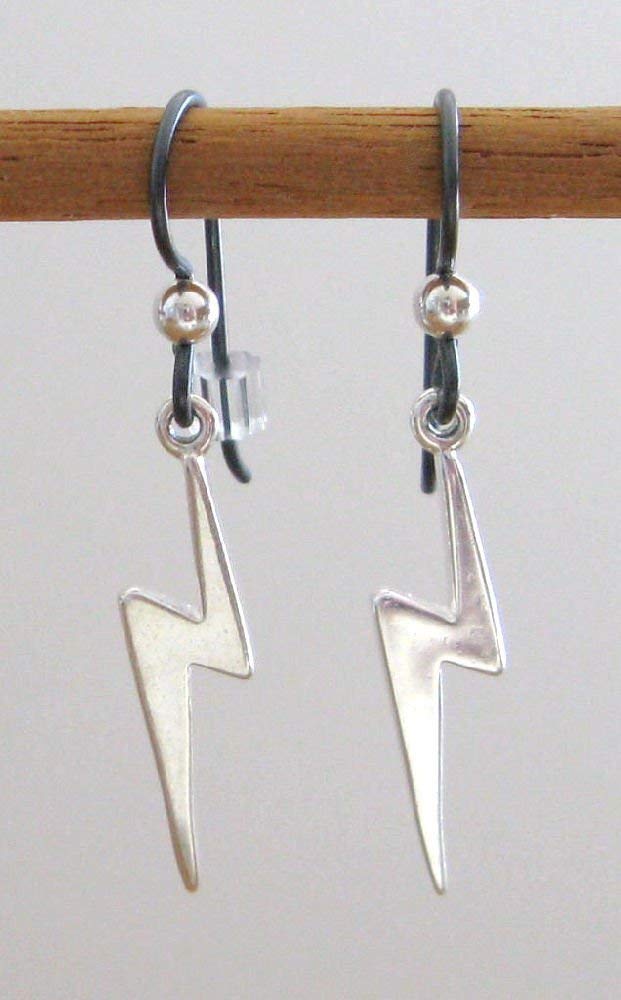 Hypoallergenic Sterling Silver Lightning Bolt Earrings with Niobium Earwires - Perfect for Everyday Wear, Gifts & Boho Jewelry Collections