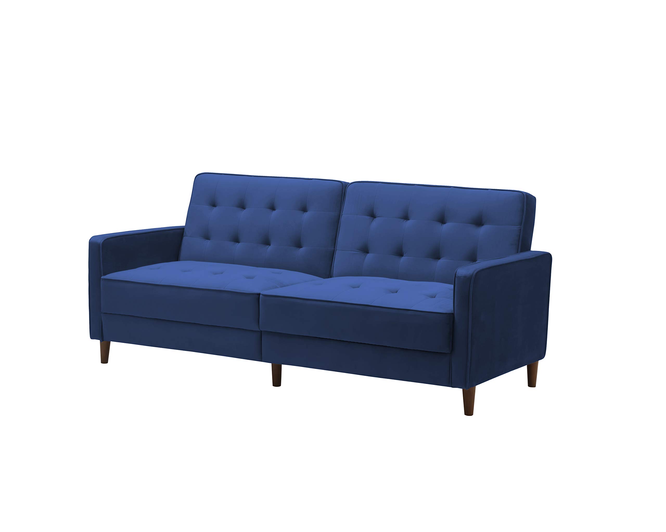 Modern Folding Futon Sleeper Loveseat Sofa Bed with Leisure Armrest & Velvet Upholstery - Convertible Couch for Small Spaces, Home Office or Living Room - Klein Blue - Perfect for Guest Rooms, Apartments & Studio Living