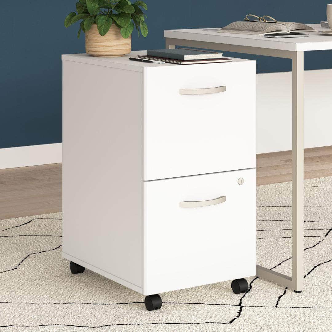 Zaniah 2 Drawer Mobile File Cabinet - Compact Rolling Storage Organizer for Office & Home, Available in Black/White/Gray - Perfect for Documents, Supplies & Small Space Organization