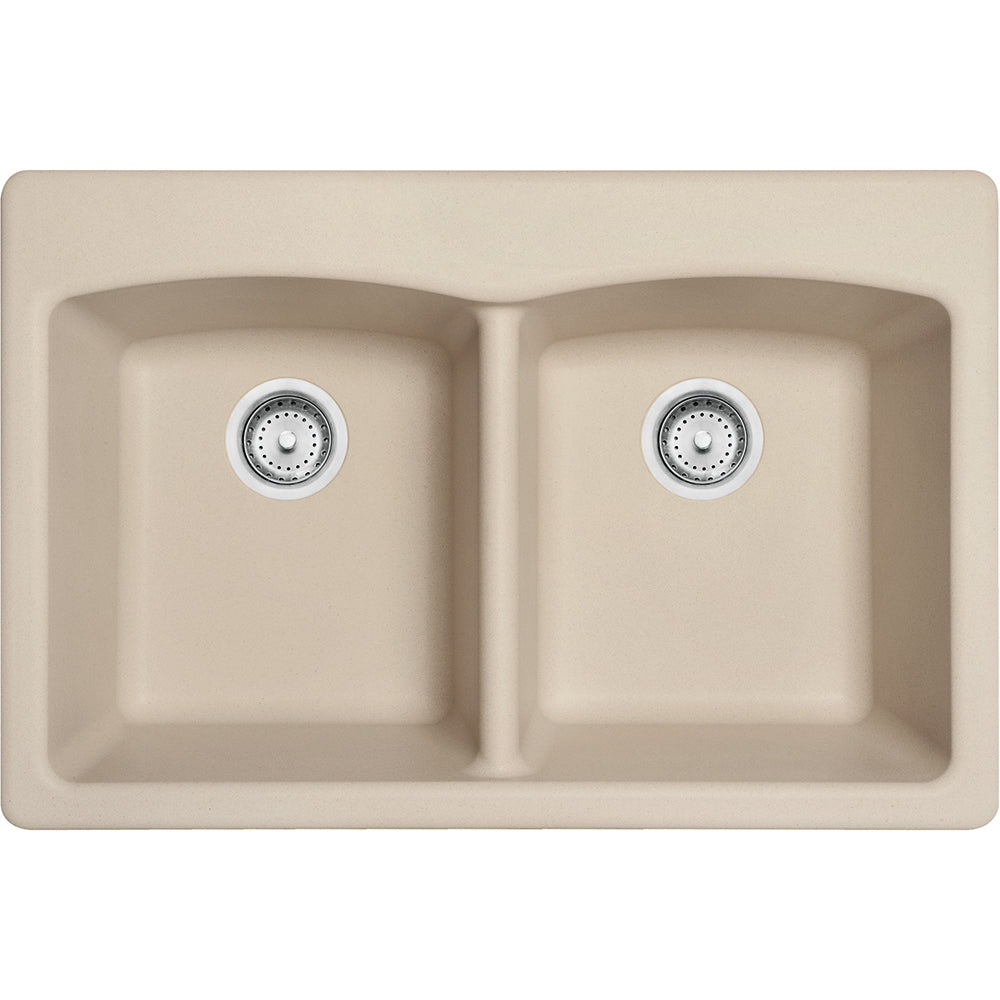Franke Ellipse Collection Double Bowl Granite Composite Kitchen Sink - Champagne Color EDCH33229 | Modern Farmhouse & Luxury Home Upgrade | Perfect for Meal Prep, Dishwashing & Entertaining