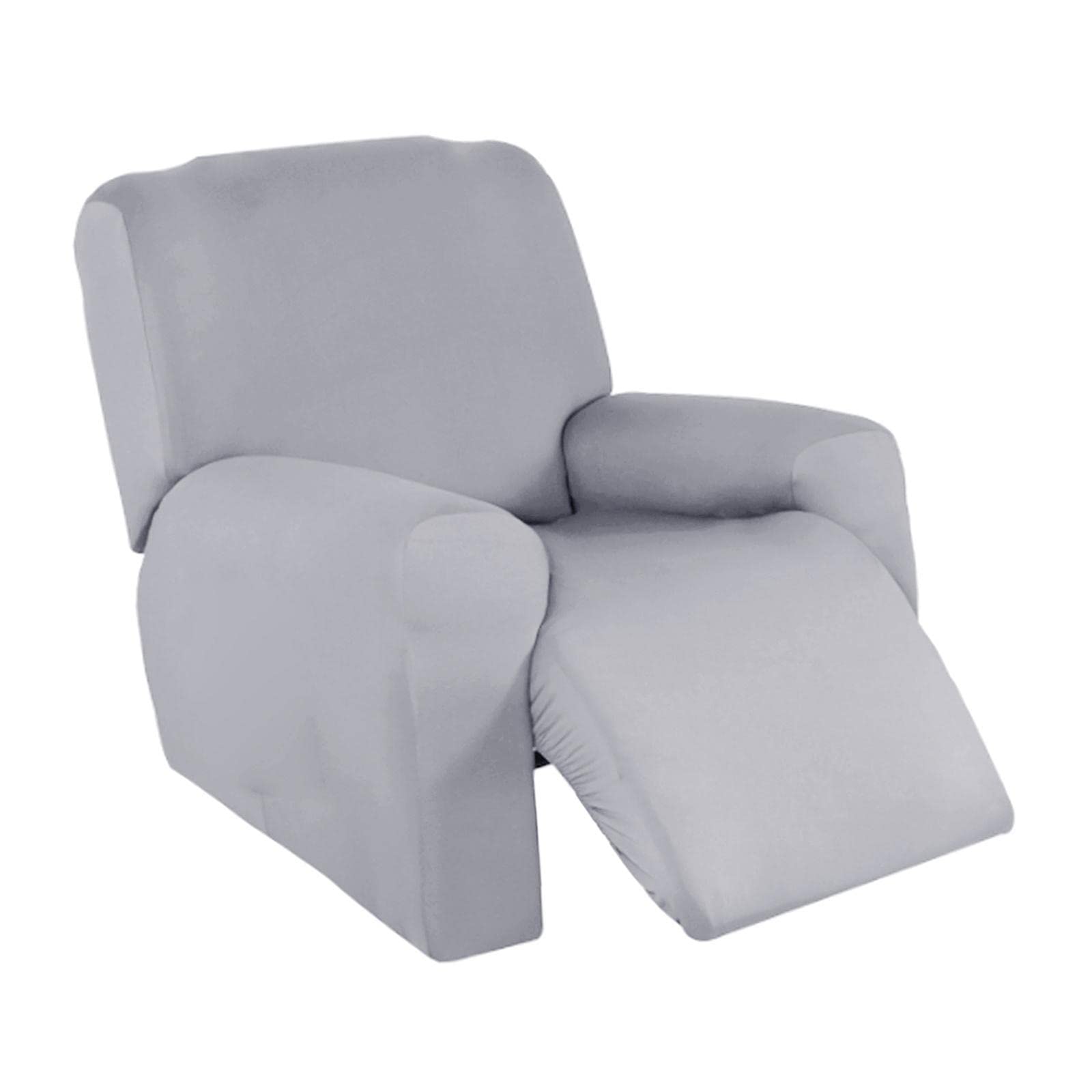 Gazechimp Stretch Recliner Sofa Cover - Washable, Soft Elastic Slipcover for Couch, Recliner & Furniture Protector (Light Gray, 4-Piece Set) - Perfect for Pets, Kids & Family Living Room