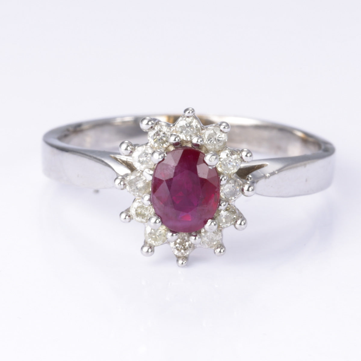 10K White Gold Ruby and Diamond Ring - 0.40ct Ruby & 0.20ctw Diamond - Size 6 | Elegant Engagement, Anniversary or Gift Jewelry for Women