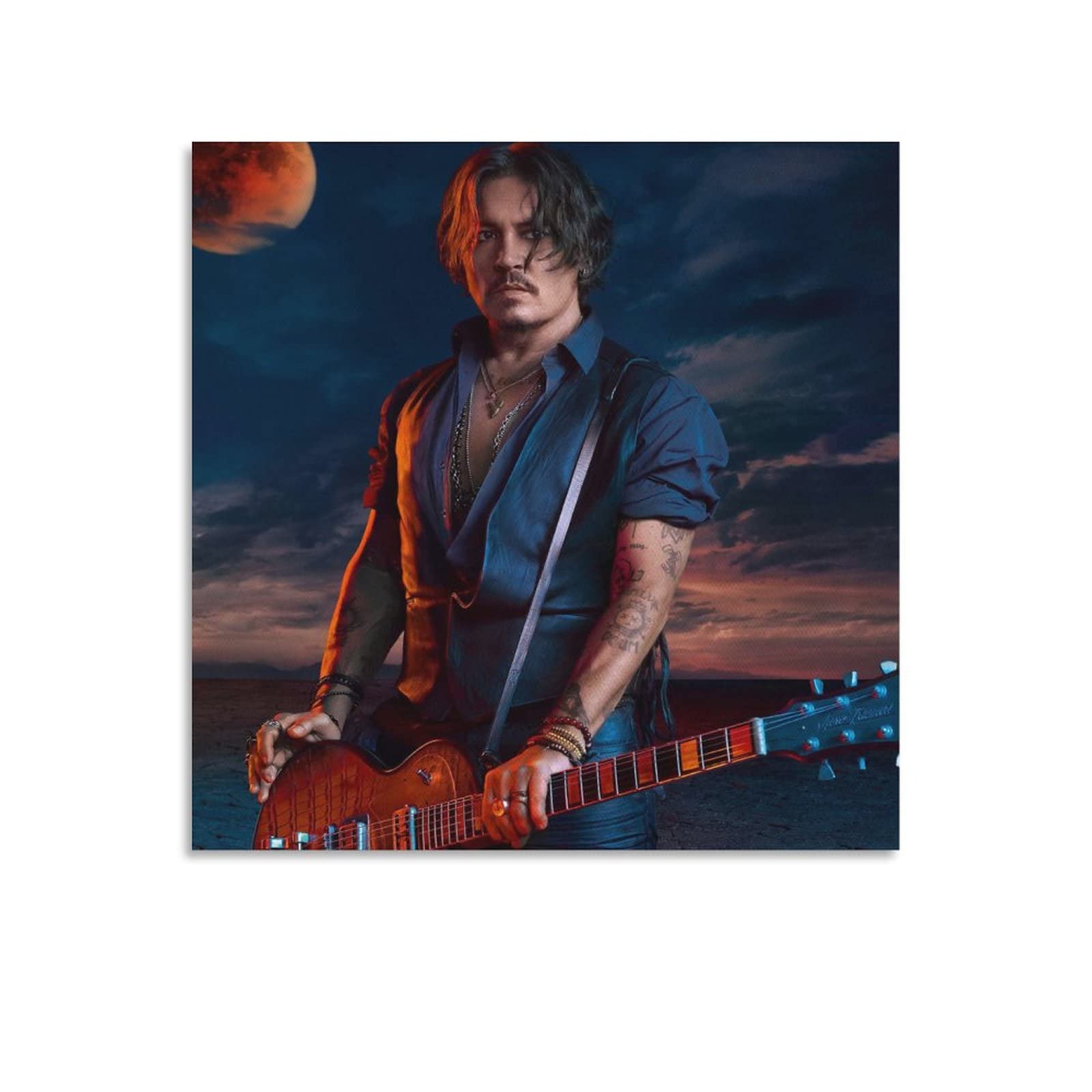Johnny Depp Wall Art Canvas Print - 24x24 Inch (60x60cm) Celebrity Portrait Poster for Bedroom & Living Room Decor | Perfect Gift for Movie Fans & Home Theater Room Decoration