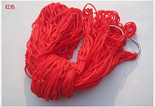 SHENGPINGJI Portable Nylon Mesh Hammock - Lightweight Hanging Bed for Outdoor, Patio, Garden, Camping & Travel - Breathable & Durable (Red, Single Size) - Perfect for Relaxing in Backyard, Beach or Forest Adventures