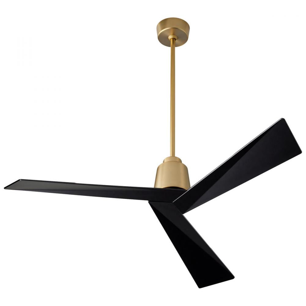 Oxygen DYNAMO 3 113 1540 Modern Ceiling Fan with Aged Brass Finish & Black Blades - Open Box Sale - Perfect for Living Room, Bedroom and Office Cooling & Air Circulation