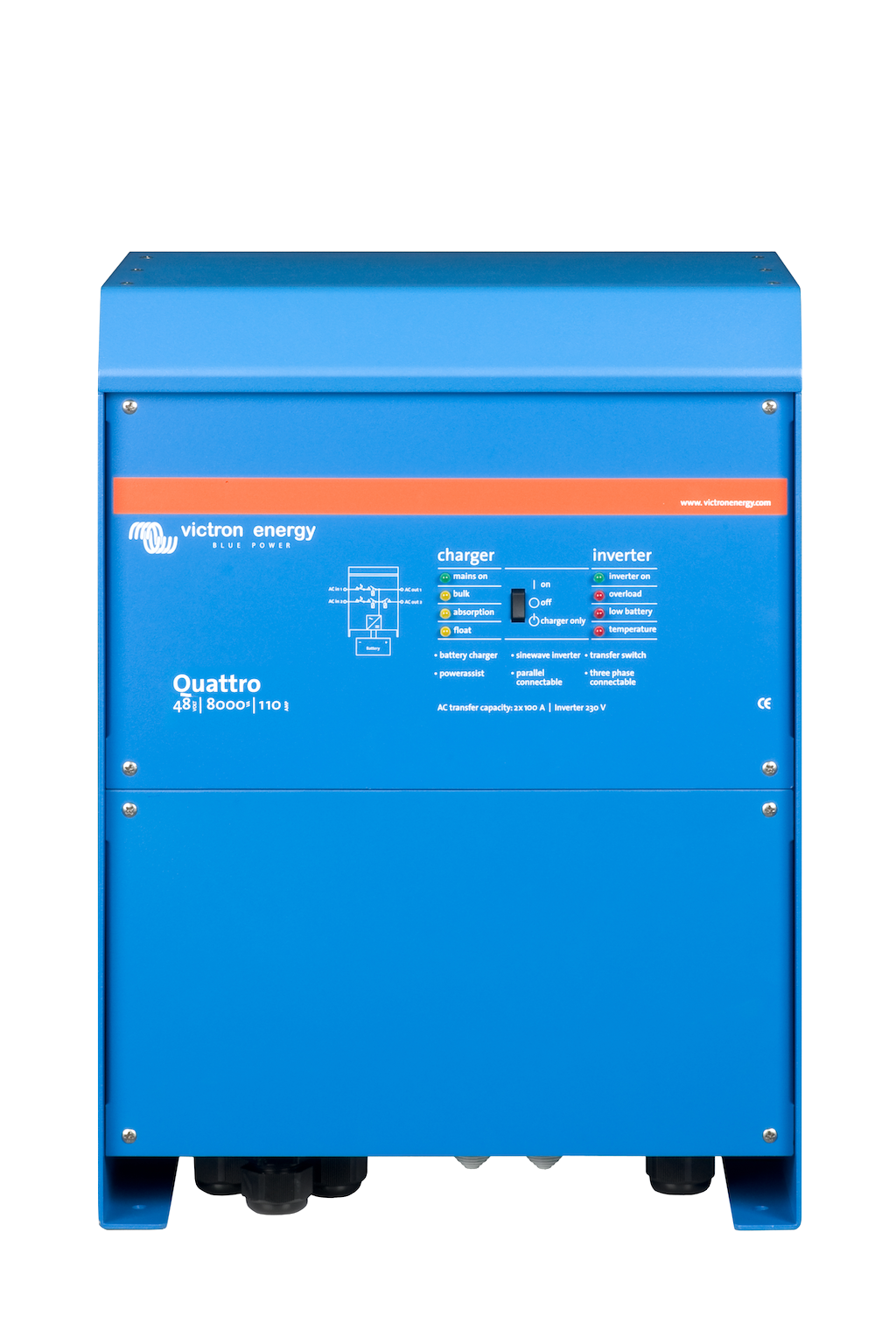 Quattro 48V 8000VA 110V 100A 230V VE.Bus Inverter/Charger - Perfect for Off-Grid Solar Systems, RVs, and Marine Applications